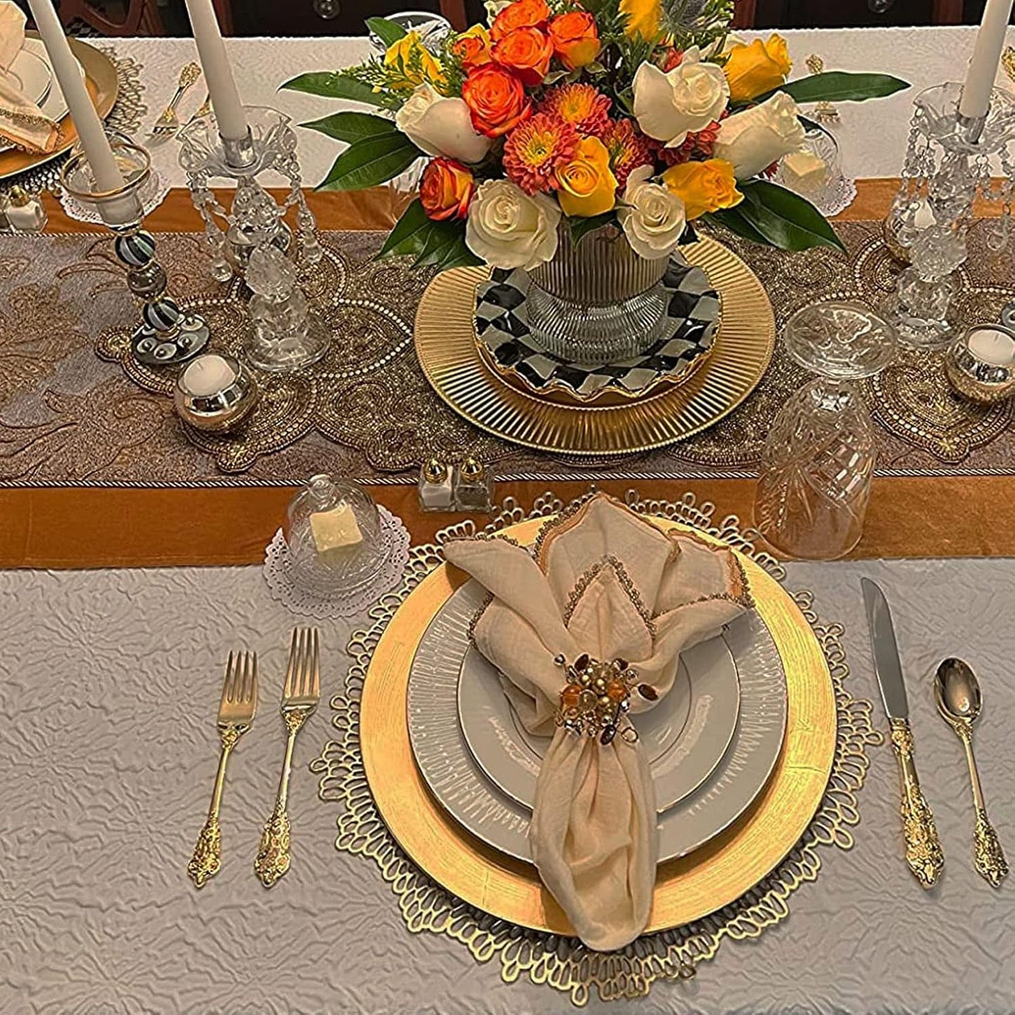 Luxurious Velvet Table Runner, 10ft Wedding Reception Decorations, 20x120inch Soft Velvet Fabric, Table Linen Overlay, Wedding Table Runners (Gold, 20X120inch)