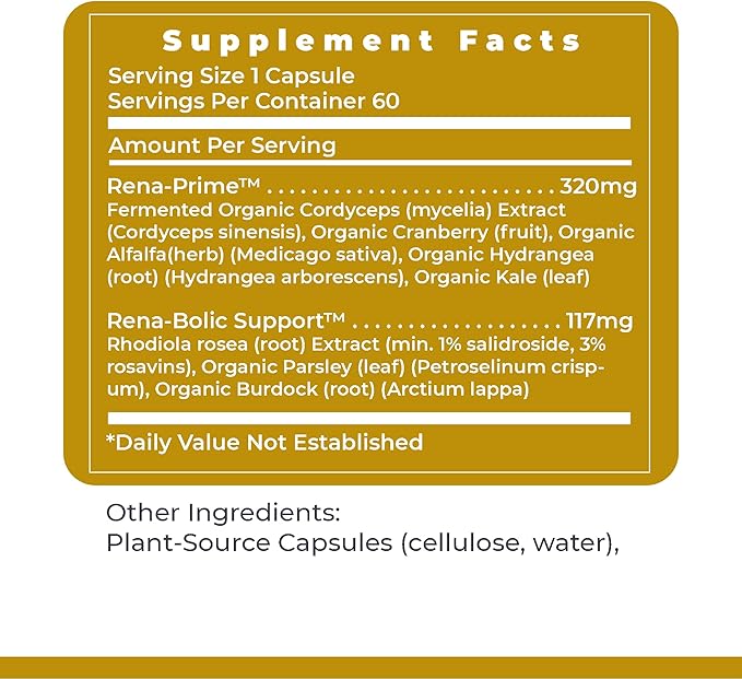 Premier Research Labs RenaVen - Premier Kidney Support for Kidney Cleanse Detox and Repair | Improve Kidney Function and Urinary Support with Fermented Cordyceps - 60 Plant-Source Capsules