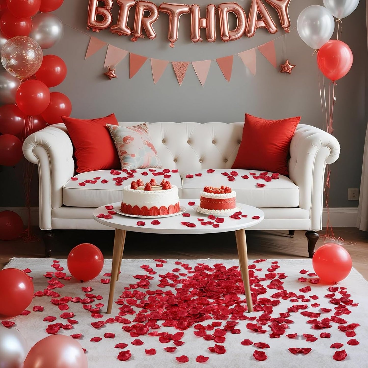 1000 Pcs Red Rose Petals Artificial Silk Flower Petals Romantic Decorations for Wedding Engagement Birthday Event Anniversary Party Backdrop Supplies