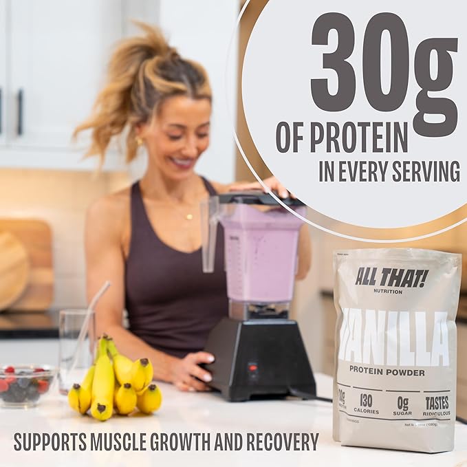 Vanilla Whey Protein Powder, 30G of Protein, Low Calorie & Fast-Absorbing, 0 Sugar, Soy-Free & Gluten-Free Protein Powder, 30 Servings