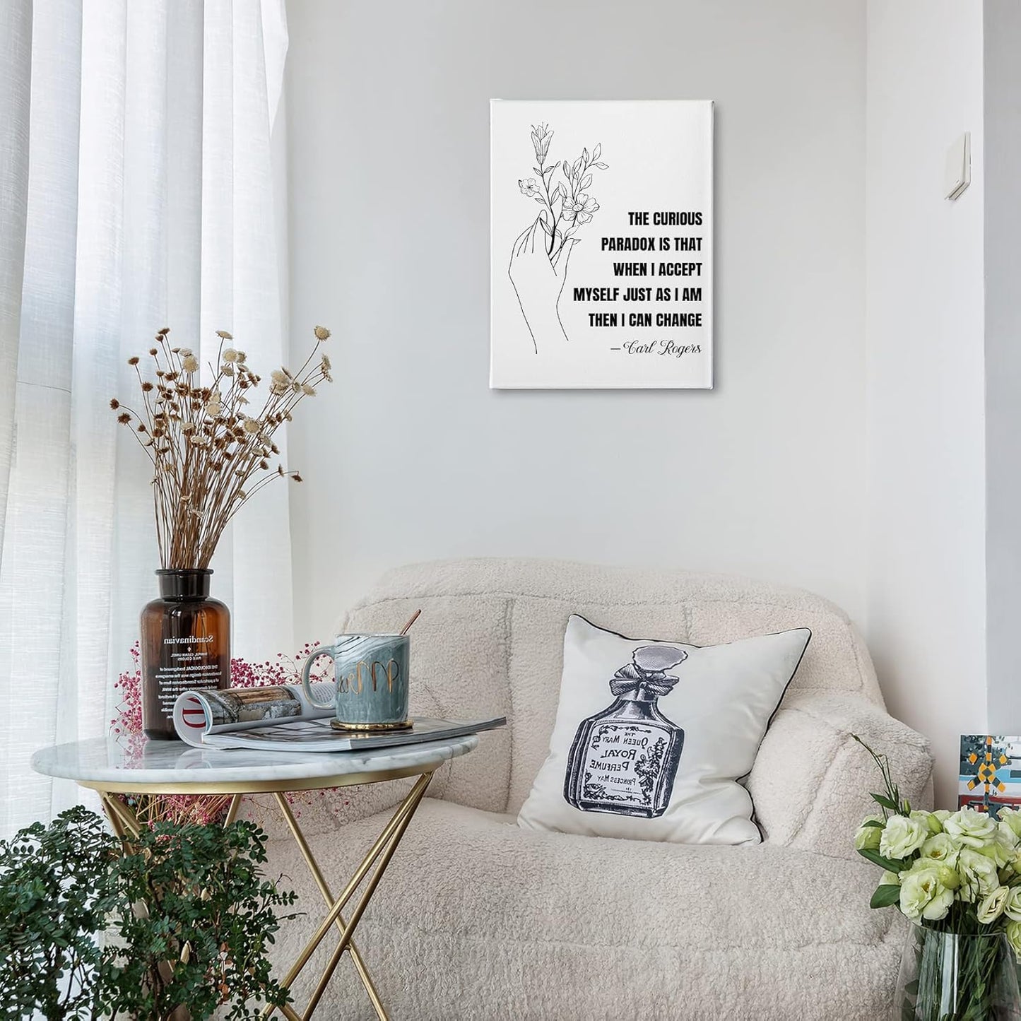 PHAMTE Mental Health Quote Wall Art,Inspirational Quote Therapy Psychotherapy Print Framed Canvas Painting Artwork For Social Worker Therapist Counseling Office Hospital Decor(11x14 Inch)