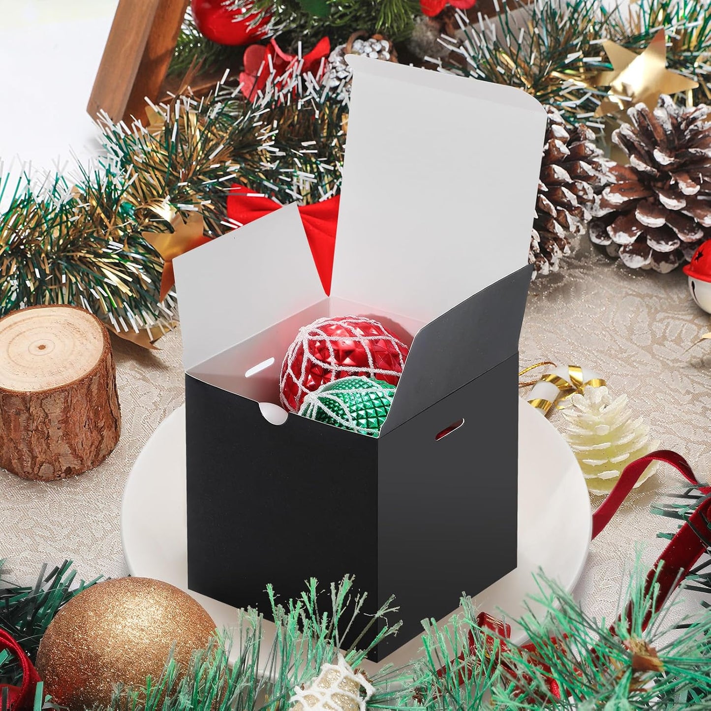 DOYIDE 60 Pcs Small Gift Boxes, 3x3x3 inches Kraft Paper Gift Box with Ribbons, Black Candy Boxes for Christmas Wedding Favors Baby Shower Bridal Shower Birthday Party