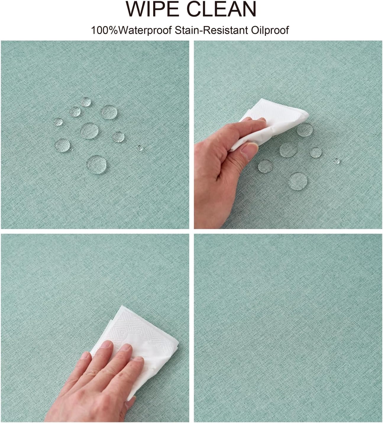 NLMUVW Sage Green Linen Tablecloth Rectangle, Rustic Textured Table Cloth Water Resistant Farmhouse Table Cover for Kitchen Dining Party Coffee, 54x108 Inch