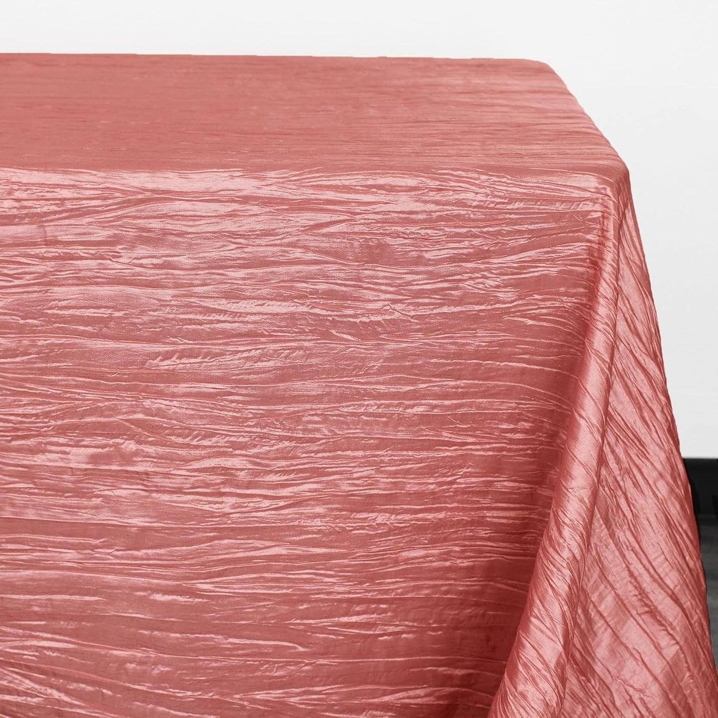 YOUR CHAIR COVERS - 90 x 132 inch Rectangular Crinkle Taffeta Tablecloth - Coral, Rectangle Table Linens for 6 ft Rectangular Tables, Wedding Crushed Table Cloth