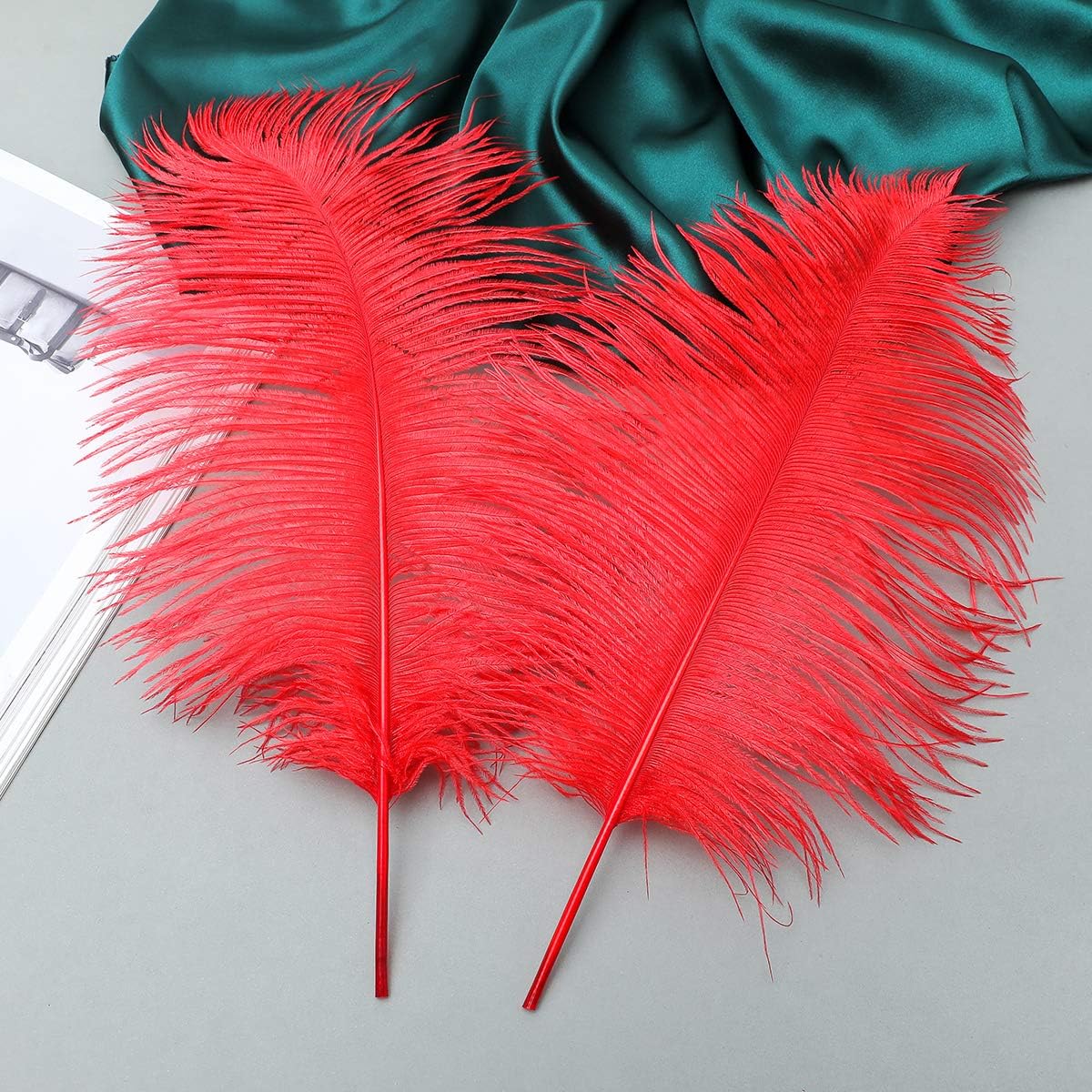 Ballinger Red Large Ostrich Feathers - 12Pcs 14-16inch Large Feathers for Vase,Wedding Party Centerpieces and Home Decor