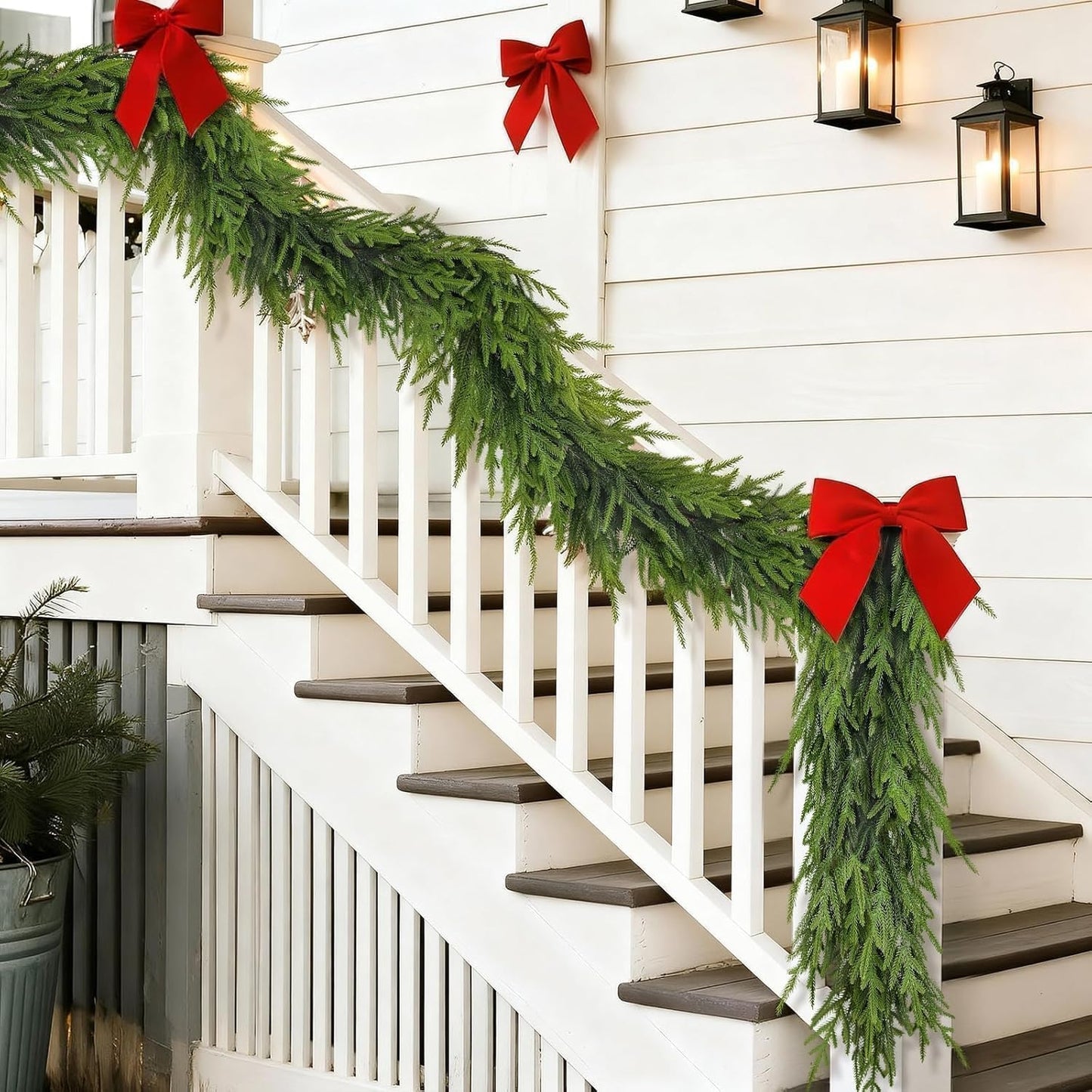 5FT Christmas Artificial Norfolk Pine Garland for Fireplace - Realistic Faux Greenery Fake Garland for Holiday,Table, Window,Mantel,Stairs, Home,Indoor Outdoor Decor (1PCS)