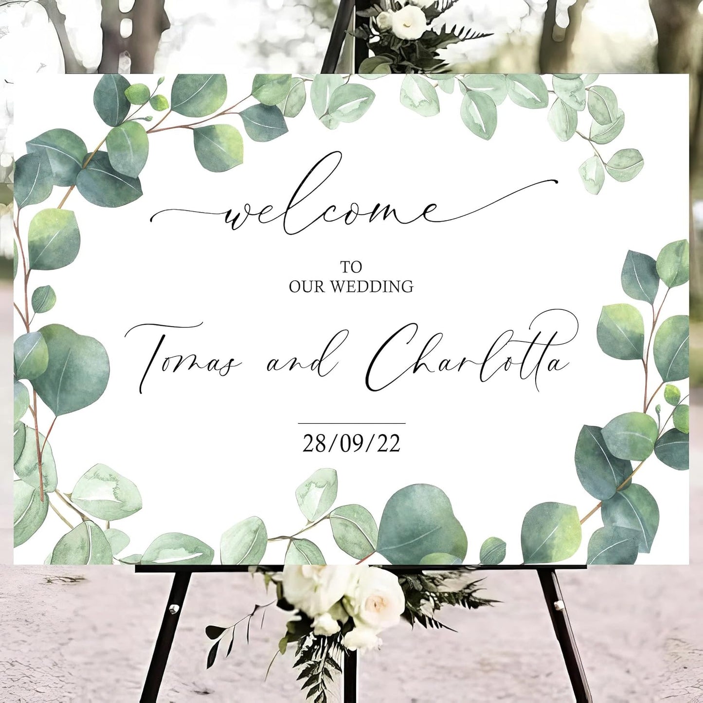 Editable Wedding Welcome Sign, Welcome Sign, Watercolor, Floral, Eucalyptus Wedding Sign