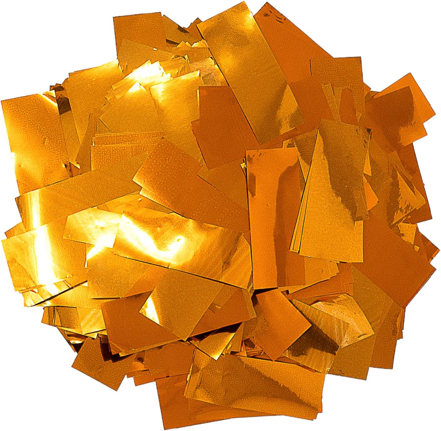 Shiny Metallic Confetti Rectangles, Orange Color – Ultimate Confetti Fluttering Foil Paper for Confeti Cannon and Launcher Use, Table Decorations, and More (20 Handfuls per Bag, 1 lb)