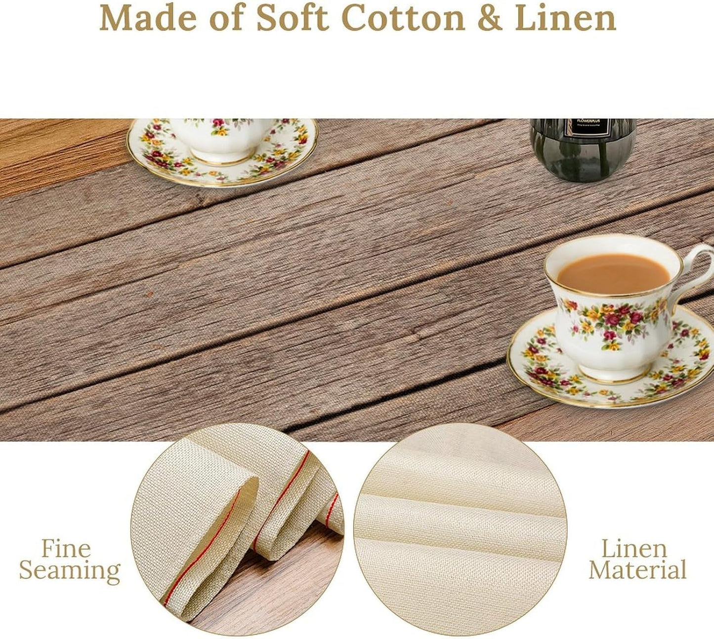 Farmhouse Floral Table Runner, Spring Seasonal Daisy Flower Retro Wooden Country Table Center Decor for Home Kitchen Dining Patio Holiday Party Indoor Outdoor Table Decorations, 13"x72" Inch