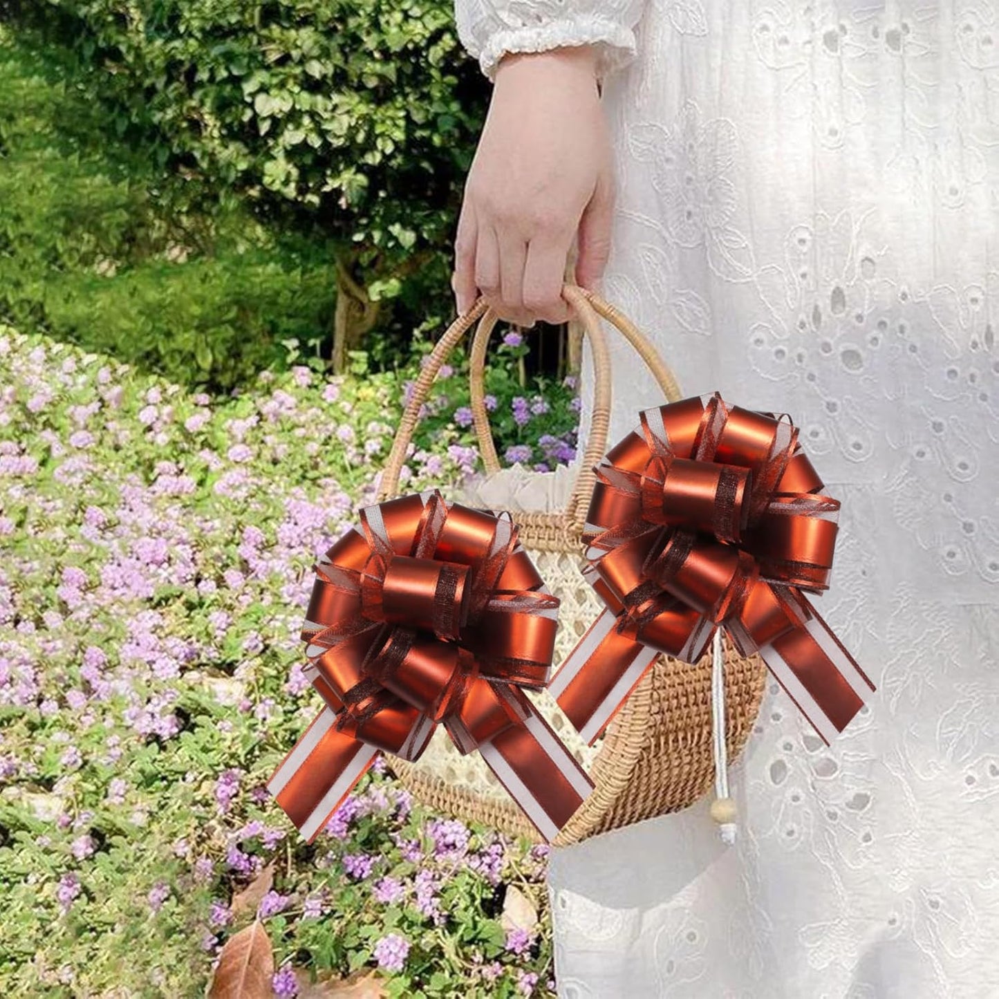 7 Pieces Large Pull Bows, 6 inche, Big Bow for Gift Wrapping, Christmas Party Birthday Gift, Wedding Baskets,Valentine's Day Gift Decorations, Flower Decoration (Coffee)