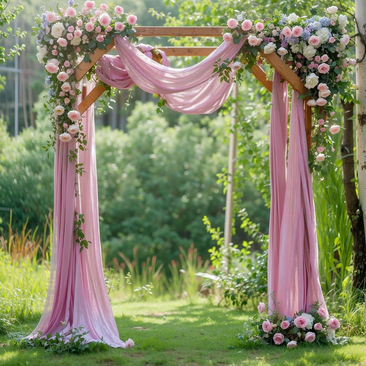 Wedding Arch Draping Fabric, 1 Panel 28" x 19Ft Dusty Rose Arch Drapes Sheer Backdrop Curtain for Wedding Ceremony Party Ceiling Decor