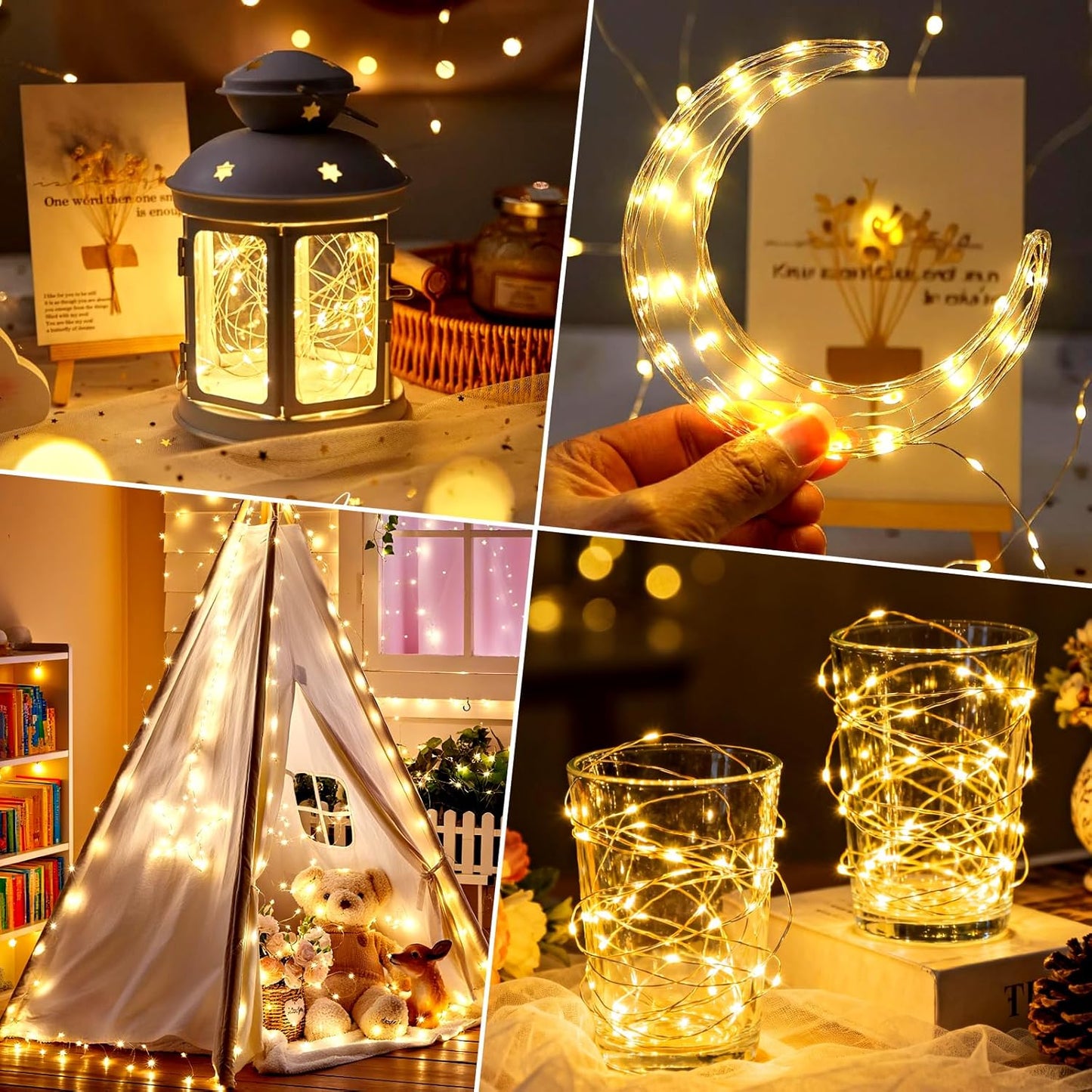 ZNYCYE Fairy Lights Battery Operated,24 Packs 9.8FT 30LEDs+ 6 Replacement Batteries Firefly Lights Copper Wire String Lights(NO Timer) for Bedroom Wedding Mason Jar Dorm Decor(Warm White)