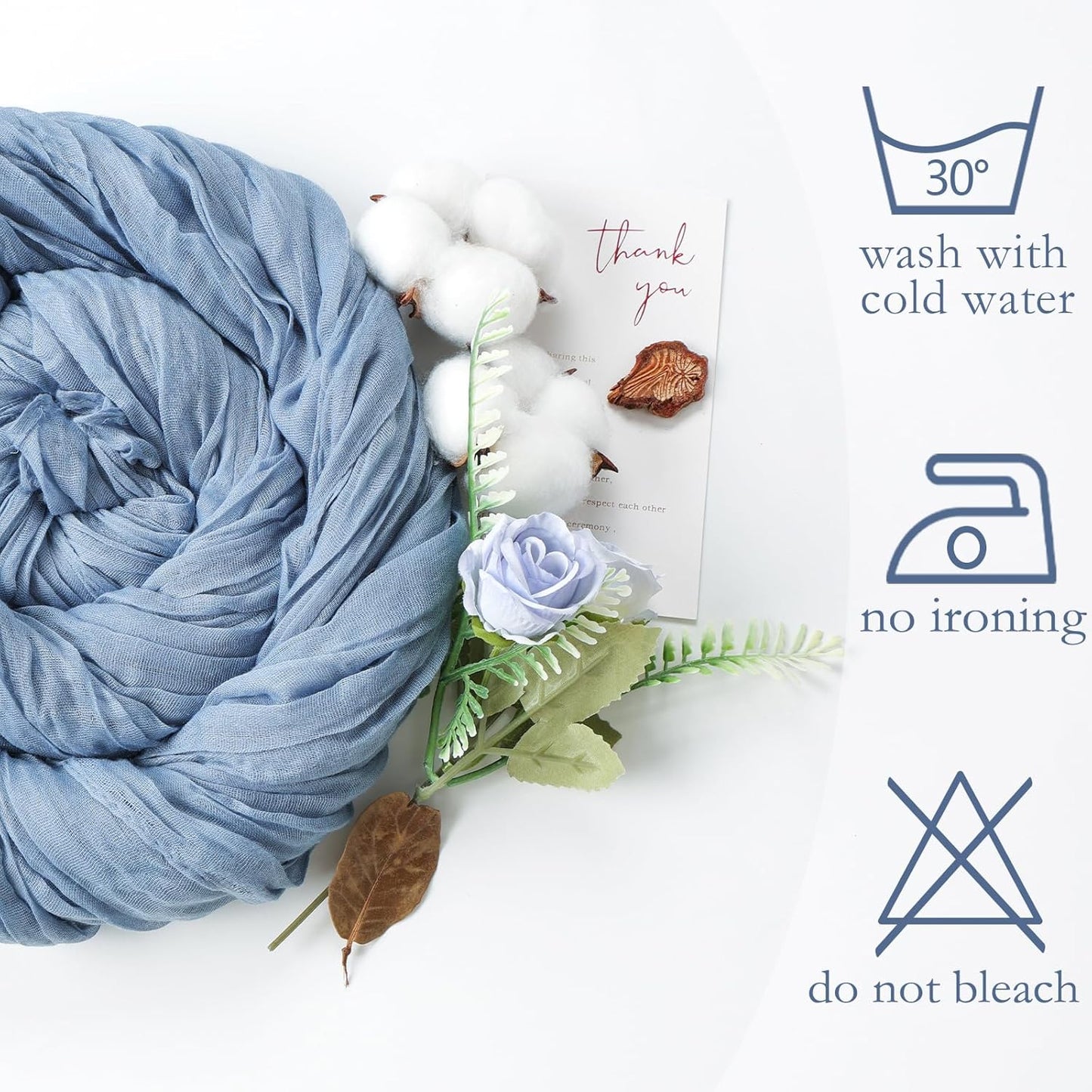 12 Pack Dusty Blue Table Runner 10ft Boho Gauze Fabric Cheesecloth Table Runner 35 x 120 Inch Rustic Sheer Runner for Wedding Decor Baby Shower Party Table Centerpiece Decorations