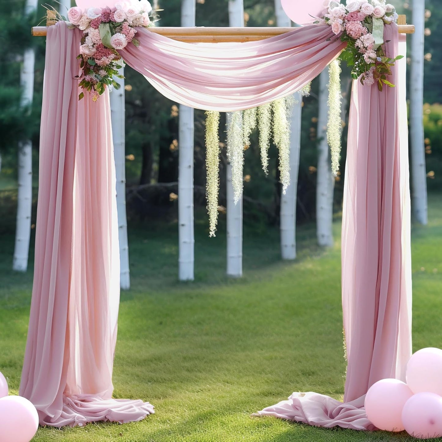 Arch Drapes for Wedding Arch Draping Fabric Dusty Rose Sheer Backdrop Curtain for Ceremony Bridal Party Decor 19Ft Length x 28" Width 1 Panel