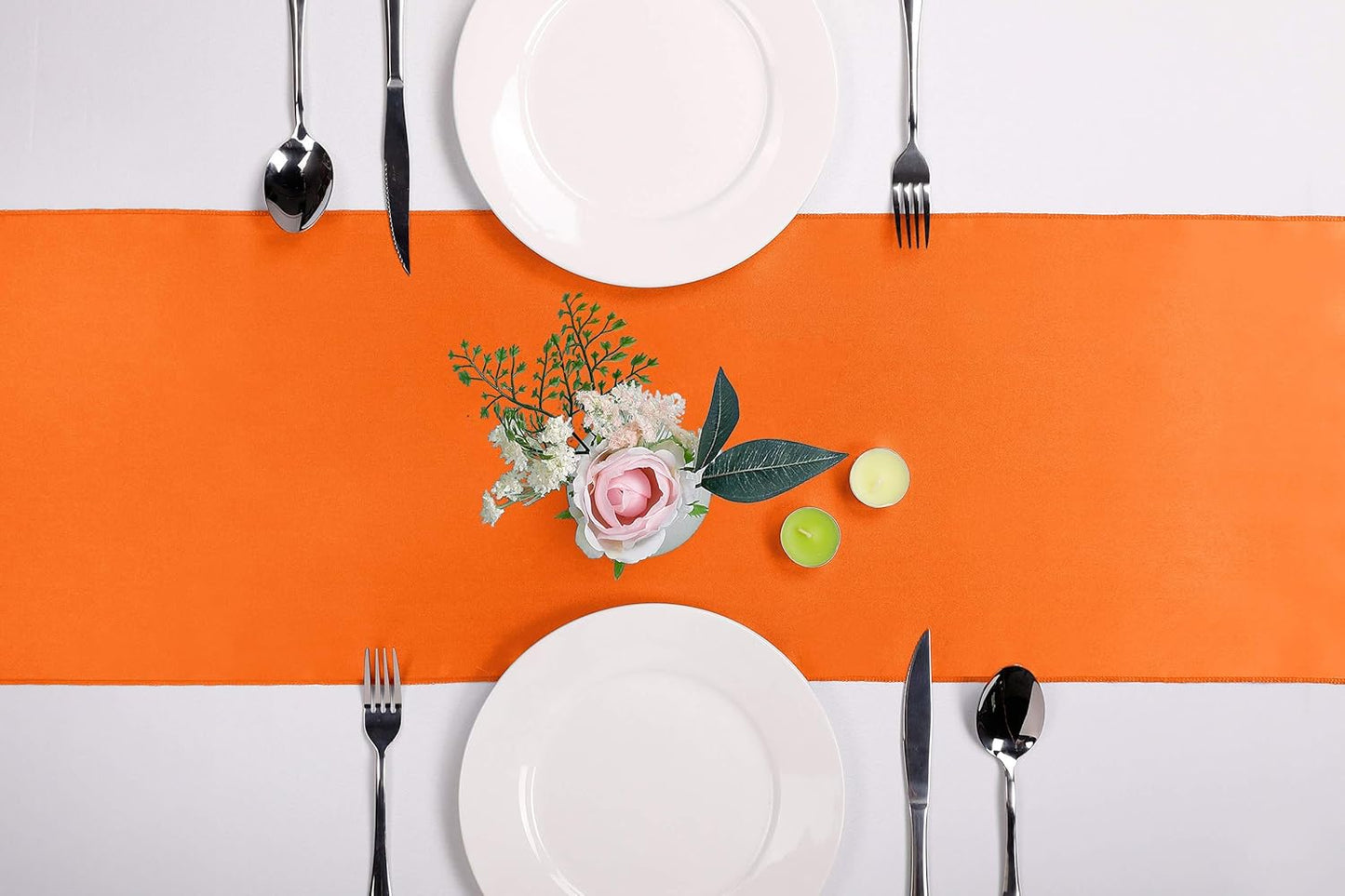 15-Pack Satin Table Runner Orange 12 x 108 inches Long, Table Runners for Wedding, Birthday Parties, Banquets Decorations（15 Pack, 12x108 Inch, Orange）