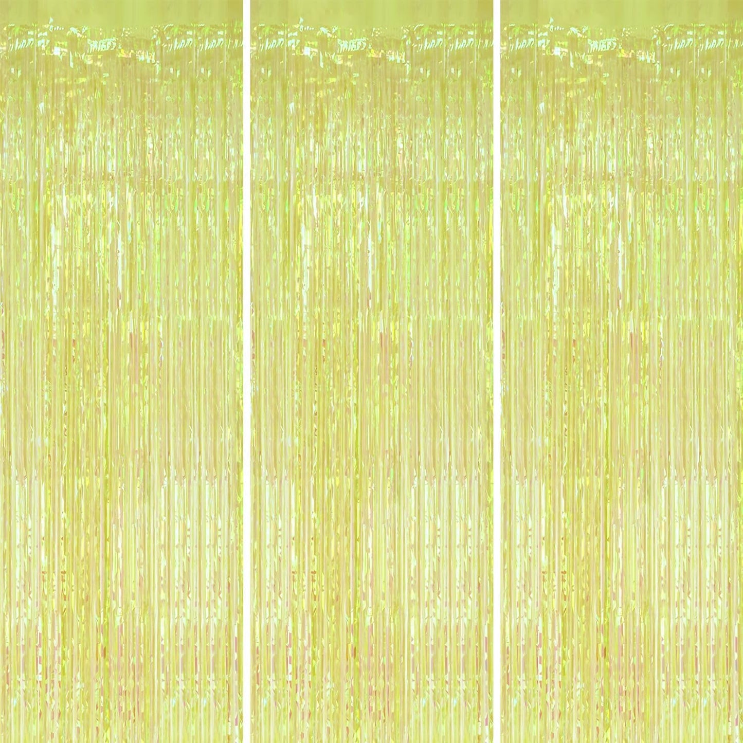 3 Pack Foil Fringe Backdrop - Transparent Green Shiny Tinsel Curtains for Party Decoration/Photo Booth Props - 3.3x8.2 FT Metallic Foil Backdrop for Birthday Wedding Graduation Christmas