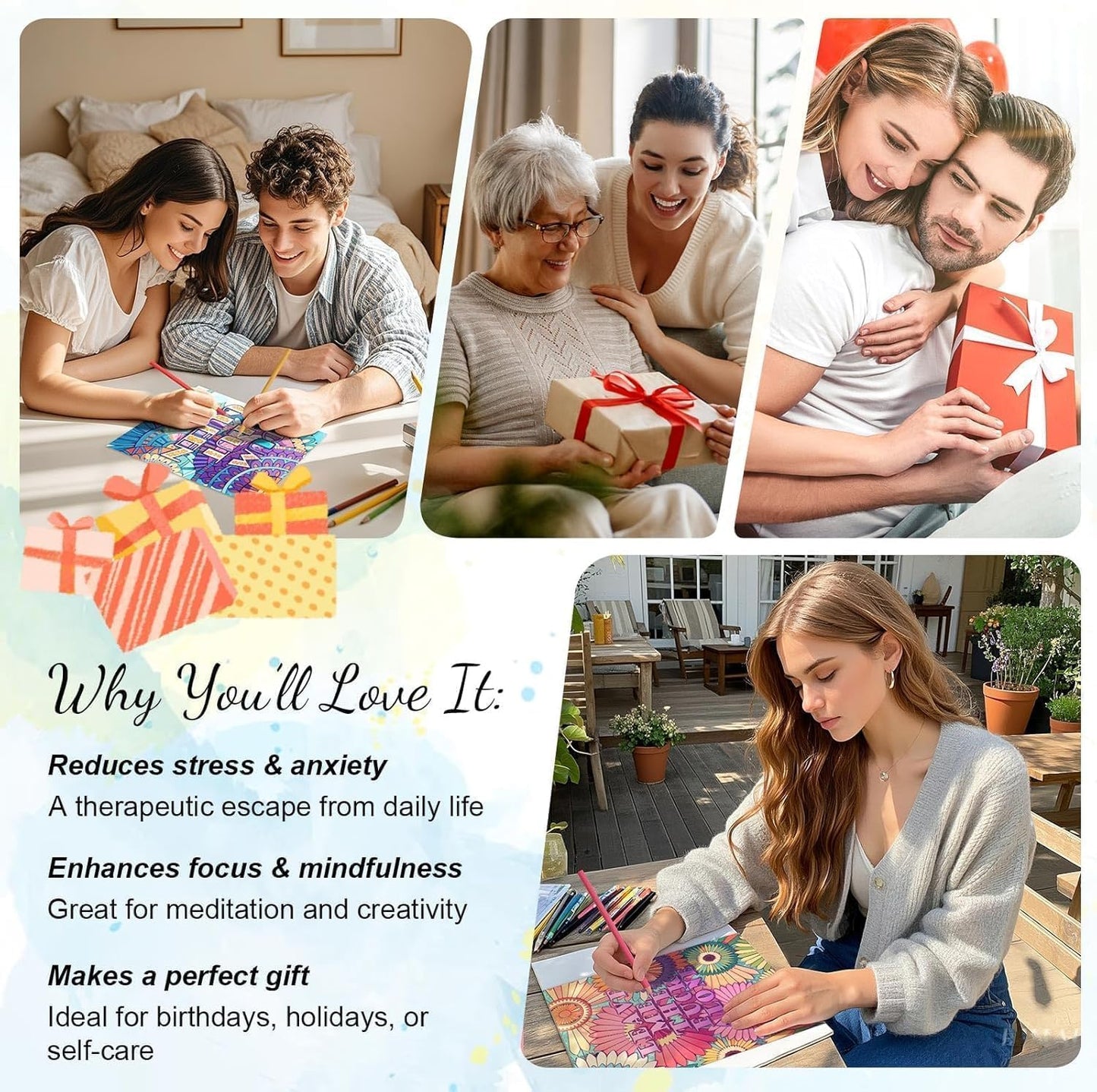 Bondream Swear Words Coloring Book for Adult Stress Relief and Relaxation,24 Page Cuss Words Coloring Books for a lot of Laugh,Gift for Women