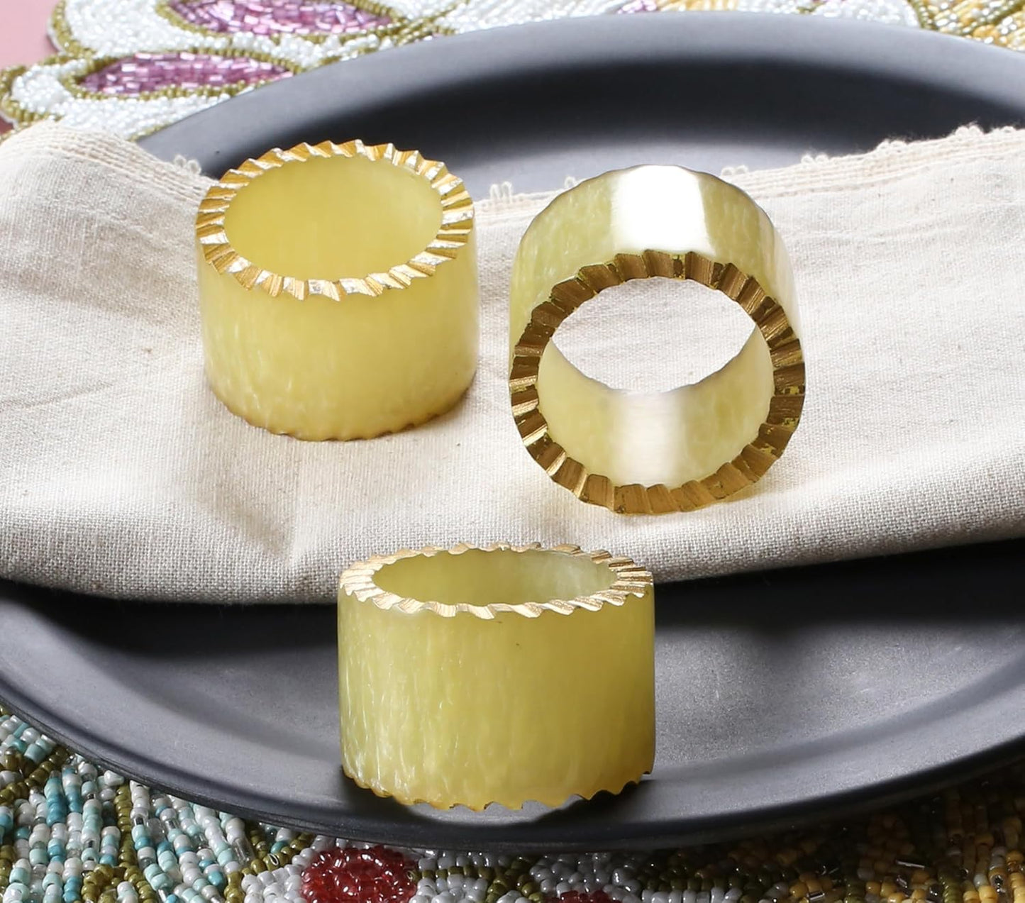 Epoxy Resin Napkin Rings Set of 12 - Handmade Dining Napkin Holder Classic, Everyday, Thanksgiving, Holiday, Christmas, Festive, Party, Gift, Farmhouse Décor (Green) - CLEENTABLE