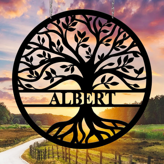 Personalized Wedding Gift for Couple, Custom Tree of Life Metal Wall Art Sign, Monogram Family Last Name Outdoor Decor Sign, Christmas Valentine's Day Housewarming Gifts