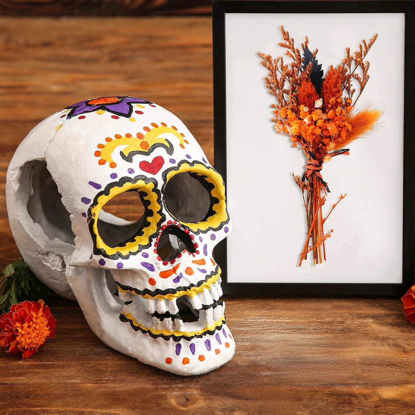 10/12/24/36 Pack Mini Dried Flowers for Vase Wedding Various Mini Bouquet Dried Small Wildflowers Natural Flowers Bulk for Crafts DIY Decor (12, Halloween Color1)