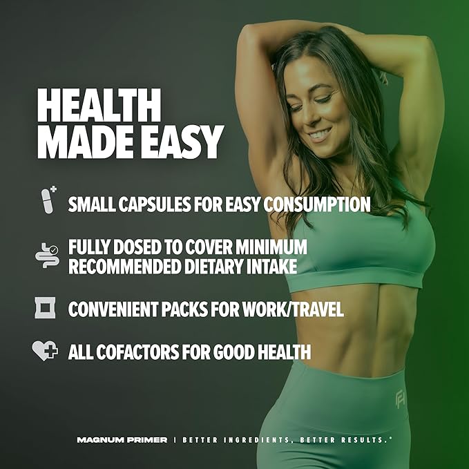 Magnum Nutraceuticals Primer Vitamin Packs for Women & Men, Daily Nutrient Supplement - Travel-Friendly Multivitamin Support Heart, Joint, Digestive, & Organ Health (30 Pack)