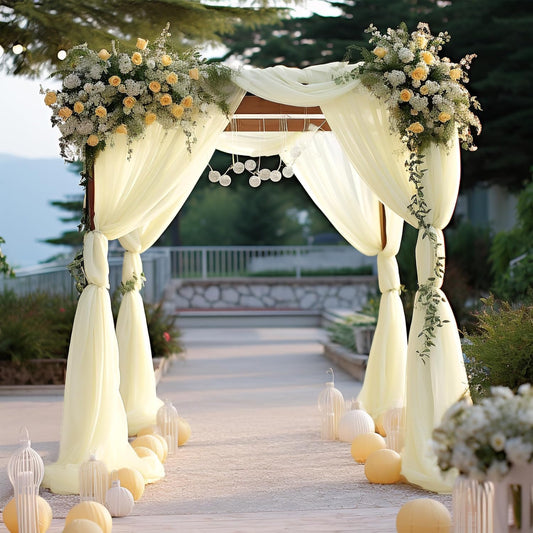 Wedding Arch Draping Fabric Beige Arch Drapes Sheer Backdrop Curtain for Ceremony Photo Wedding Decor 19Ft Length x 28" Width 6 Panel
