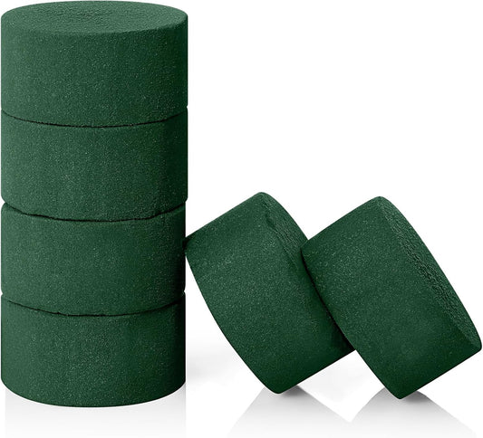 Frienda 6 Pieces Floral Foam Blocks for Artificial Flowers,Thanksgiving Christmas Party Supplies, Dry & Wet Floral Foam Round Kit for Flower Arrangement Wedding Decoration(3 x 1.57 Inch)