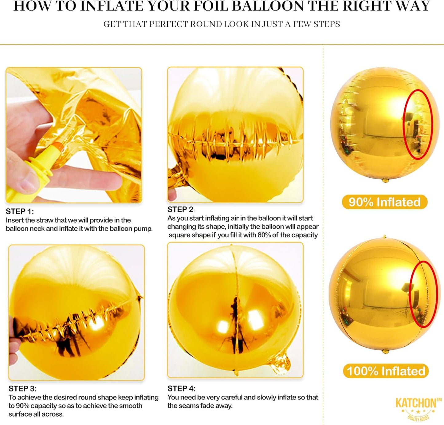 KatchOn, Large Gold Foil Balloons - Huge 22 Inch, Pack of 6 | Gold Mylar Balloons for Golden Party Decorations | Metallic Balloon for Disco Party, Thanksgiving Decorations | New Year Decorations 2026