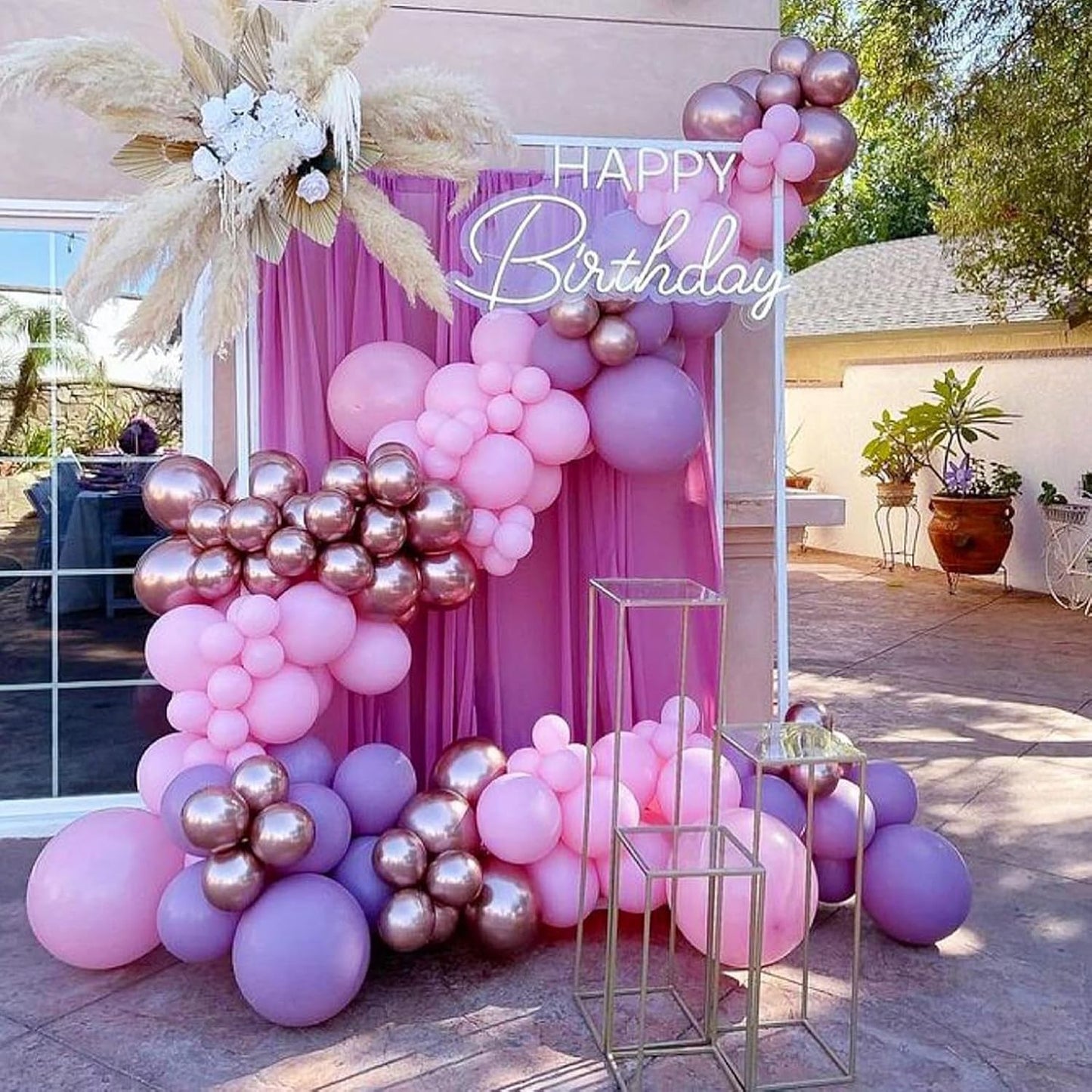 Pink and Purple Balloons, 60 Pcs 12 Inch Pastel Metallic Purple Pink Confetti Balloons with Magenta Balloon for Girls Women Birthday Baby Shower Bridal Shower Wedding Princess Party Decorations