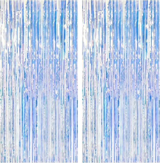 2 Pack Iridescent Party Backdrop Decorations Tinsel Curtain Birthday Decorations Foil Fringe Photo Booth Streamer Backdrop Iridescent Theme Christmas Bachelorette Graduation Party Decorations