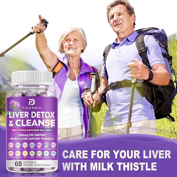 Liver Cleanse Detox & Repair - Herbal Liver Support Milk Thistle Supplement, 7500mg Strength Liver Health Support with Silymarin Artichoke Extract Dandelion Beet TUDCA Choline NAC, 120 Vegan Softgels