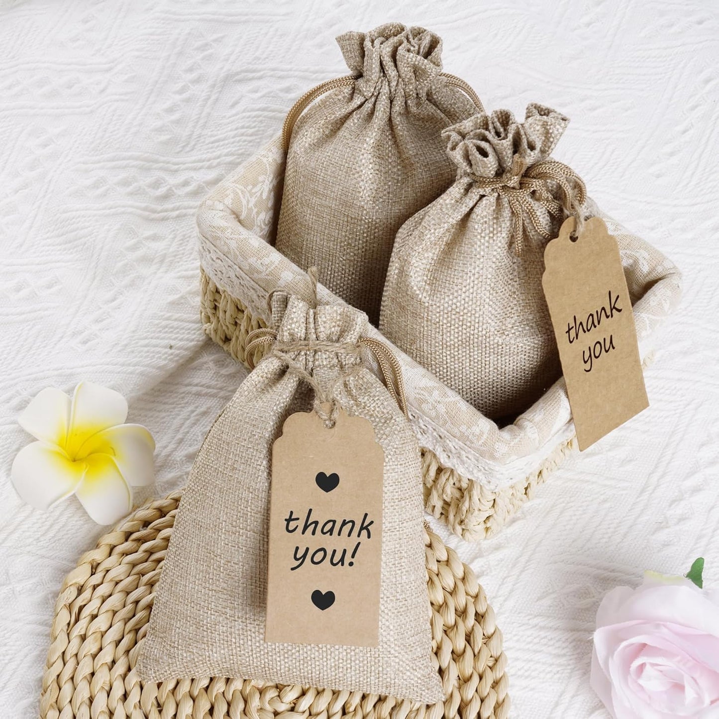 Yymobt 25PCS Burlap Bags with Drawstring, Reusable Burlap Favor Bag 5 x 7’’ Small Party Sacks for DIY Craft, Party, Christmas, Wedding, Festival Presents Bulk Bags