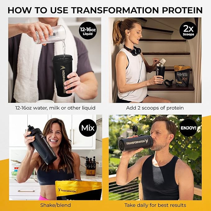 Transformation Chocolate & Vanilla Protein Powder | 30G Multi-Protein Superblend | Collagen Peptides, Egg White & Plant Blend | MCT Oil | BCAA Amino Acids | Probiotics & Enzymes | Low Carb Shake