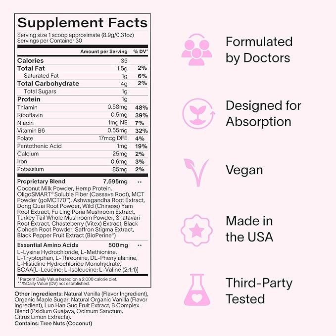 Daily Hormone Balance Powder | Natural Cycle Support for Women | Supports Mood, Bloating, Cramps, Skin Health & Cravings with Chasteberry, B Vitamins, Ashwagandha, Saffron + | 30 Servings
