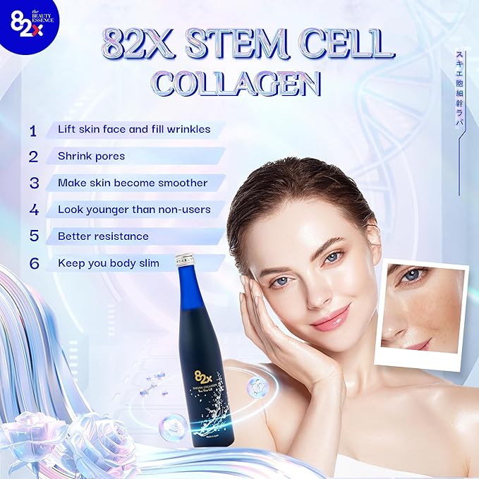 82X Stem Cell Collagen - Marine Collagen Peptides Liquid Drink for Skin Hair Nails from Japan with 82 Fermented Plants, Vitamins, Minerals & Supplements
