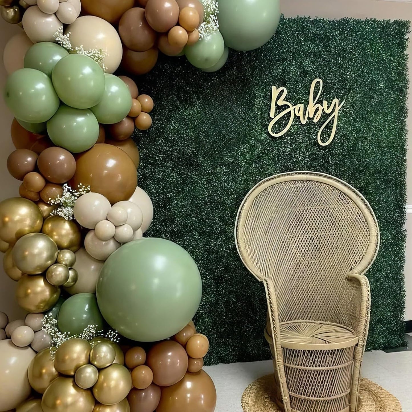 Green Brown Gold Balloons, 50PCS Green and Brown Balloons, Sage Metallic Gold Coffee Balloon for Birthday Baby Shower Safari Jungle Nature Forest Theme Party Wedding Bachelorette Decorations