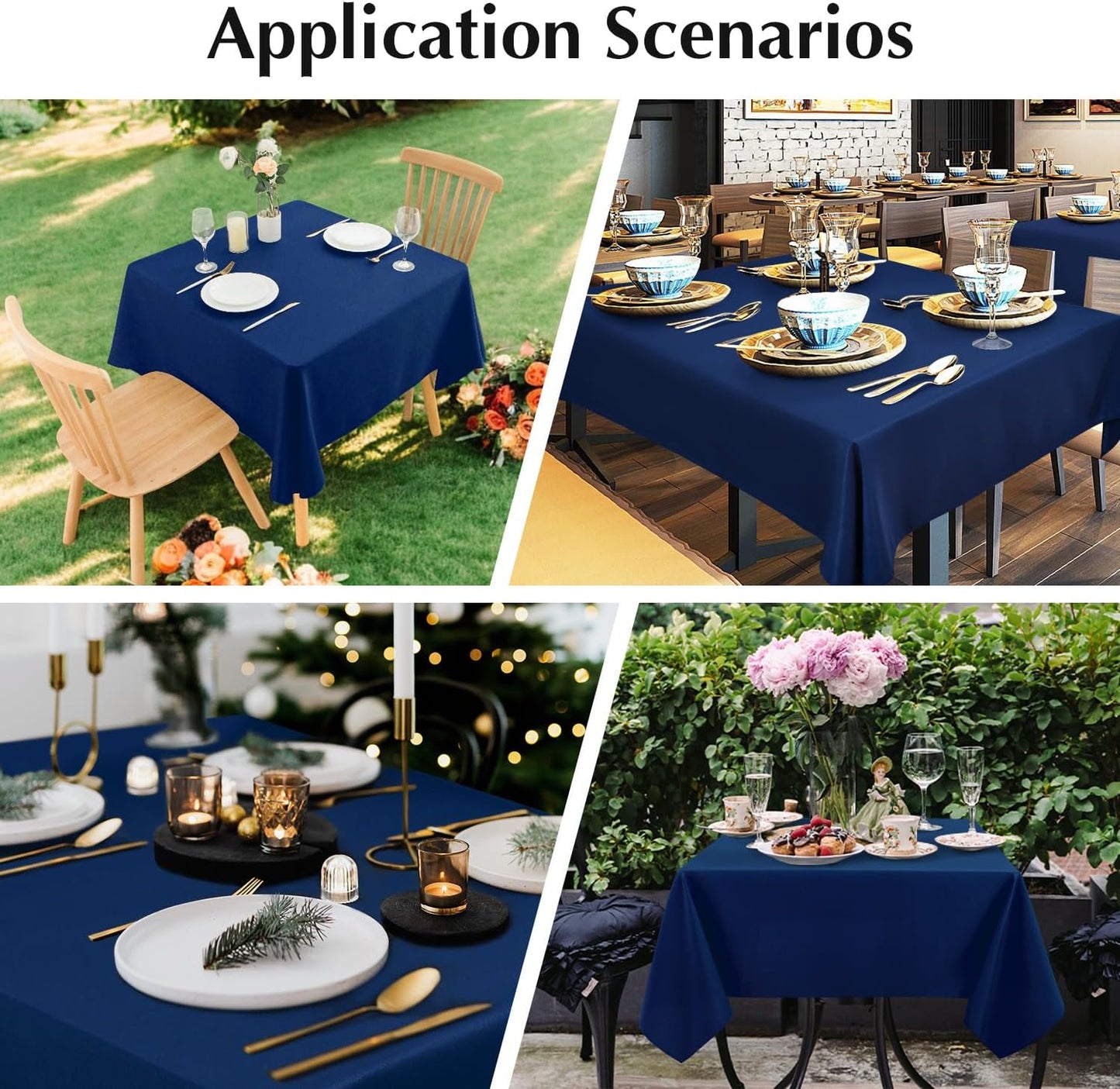 2 Pack Small Square Table Cloth 36X36 Inch Navy Washable Fabric Tablecloth Polyester Solid Table Cover for Night Stand End Table Side Table Outdoor Indoor