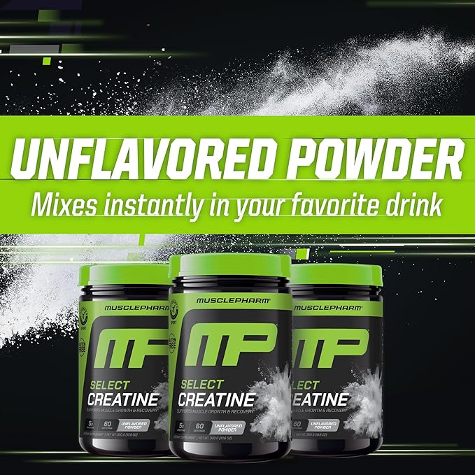 MusclePharm Creatine Monohydrate Powder, Pre Workout Muscle Builder & Post Workout Muscle Recovery Supplement, Ultra-Pure 100% Monohydrate Creatine Powder, 60 Servings, Unflavored