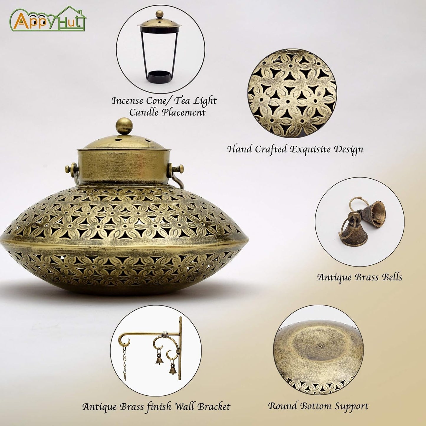 Hanging Incense Burner, Cone Charcoal Resin Incense Holder,Vintage Antique Home Room Wall Decor,House Warming Spiritual Reiki Yoga Meditation Gifts for Women Men,Zen Hippie Bohemian Boho Decor