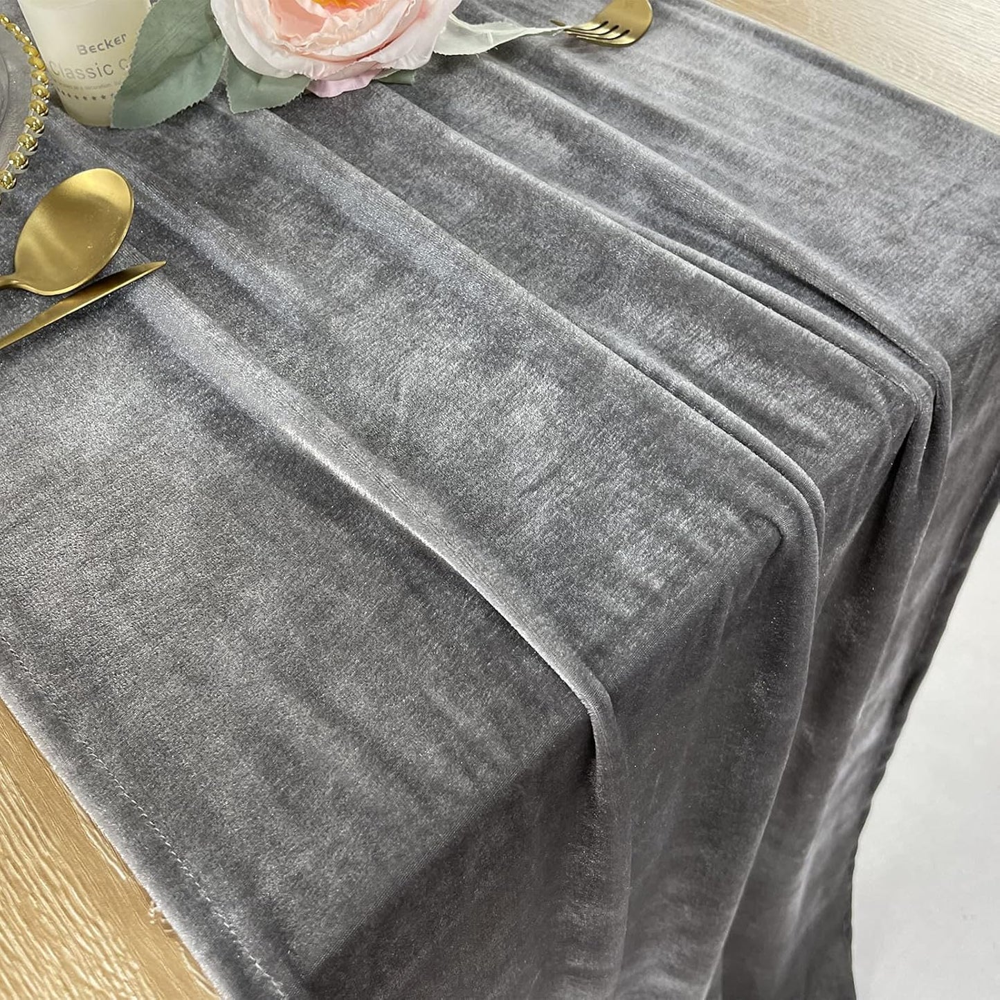 Luxurious Velvet Table Runner, 10ft Wedding Reception Decorations, 20x120inch Soft Velvet Fabric, Table Linen Overlay, Wedding Table Runners (Gray, 20X120inch)