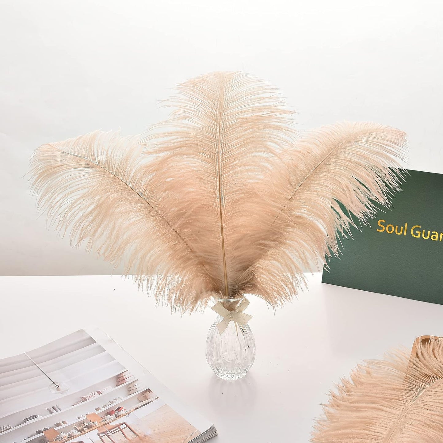 Ballinger Champagne Large Ostrich Feathers - 12Pcs 14-16inch Large Boho Feathers for Vase,Wedding Party Centerpieces and Holiday Home Decor