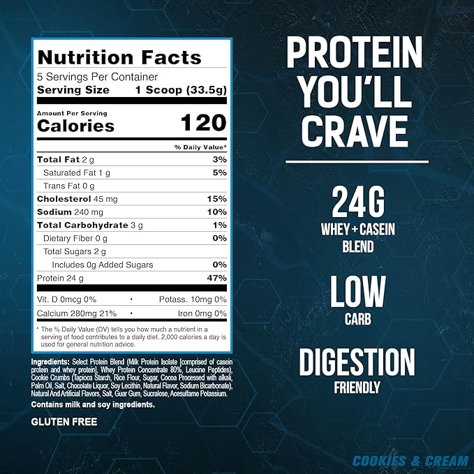 PEScience Select Protein Powder, Whey and Casein Blend, Clean Protein Powder for Women and Men, Low Calorie, Low Carb, Keto Friendly, Gluten Free, Cookies and Cream, 5 Servings