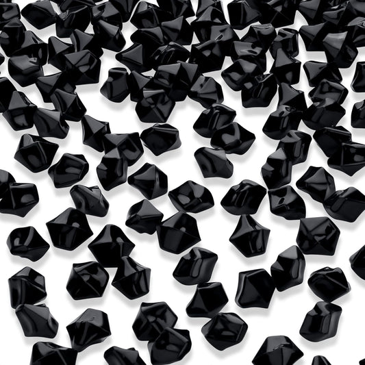 YATOJUZI 500pcs Fake Ice Cubes Black Acrylic Crushed Rocks Vase Fillers Plastic Diamonds Gems for DIY Party Wedding Centerpiece Table Scatter Prop Display 0.5" (Only Black)