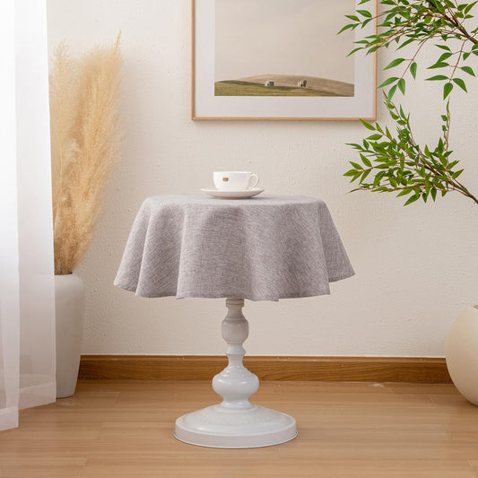 Hiasan Round Linen Tablecloth 40 Inch - Wrinkle and Stain Resistant Washable Polyester Fabric Table Cloth for Dining Room Kitchen Party, Stone
