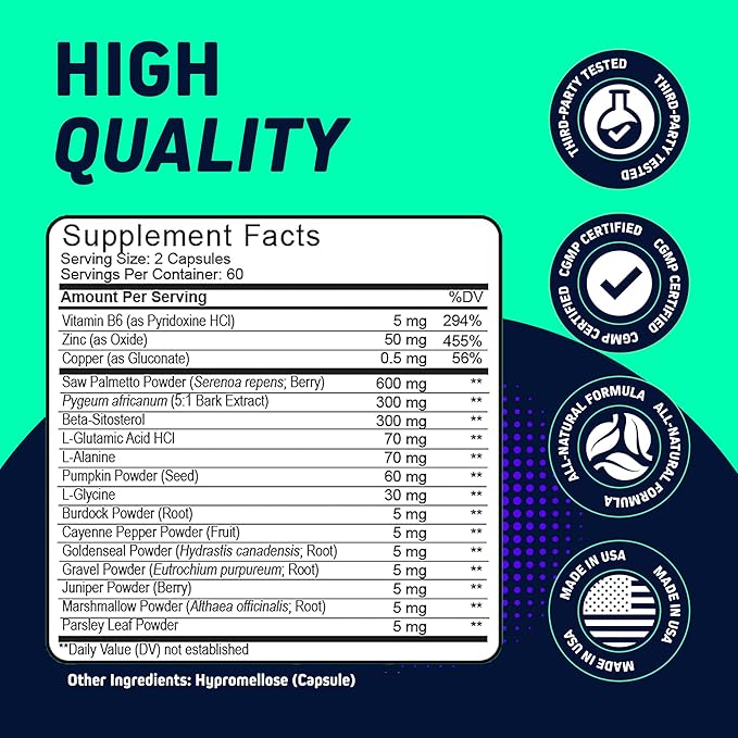 Herbtonics Prostonic Ultra: Dual Prostate & Hair Support for Men – Saw Palmetto, Beta-Sitosterol, Pumpkin Seed – Promotes Urinary Health & Natural DHT Blocking – 120 Capsules