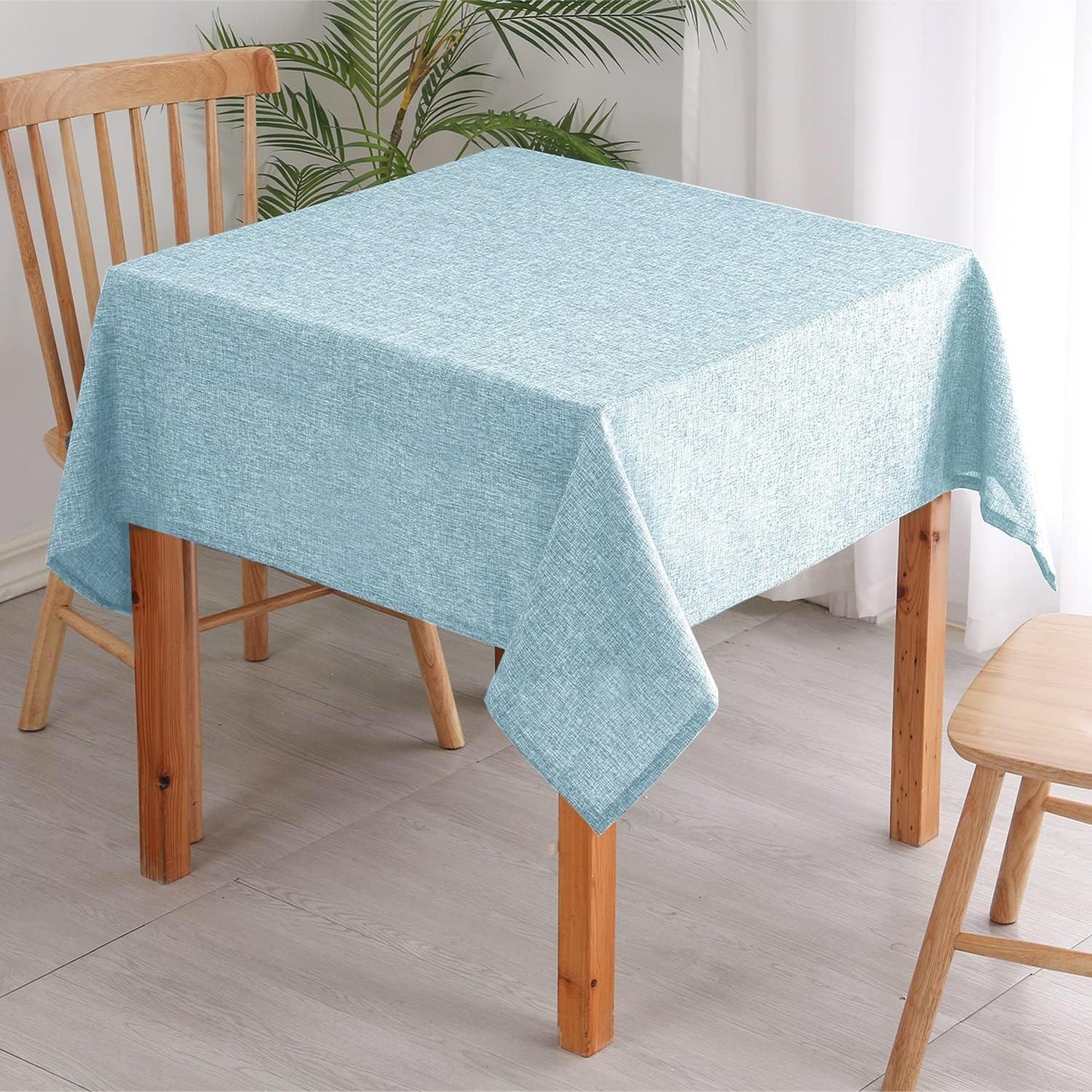 Hiasan 2 Pack Faux Linen Square Tablecloth - Wrinkle and Stain Resistant Washable Table Cloth for Kitchen Dining Room Holiday Table Cover for Party Dinner, Lux Slate Blue, 30 x 30 Inch