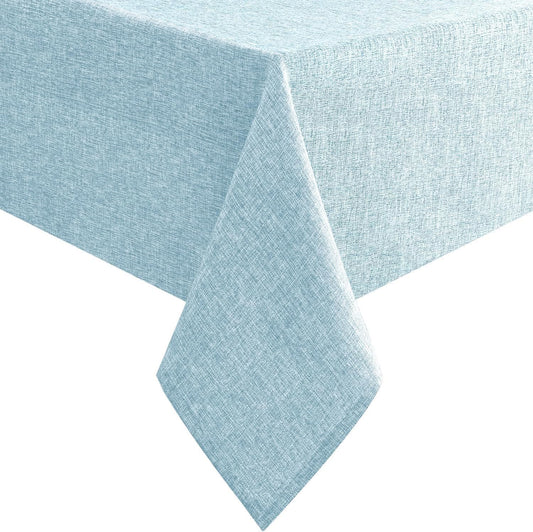 Hiasan Faux Linen Rectangle Tablecloth - Wrinkle and Stain Resistant Washable Table Cloth for Kitchen Dining Room Holiday Table Cover for Dinner, Lux Slate Blue, 90 x 132 Inch