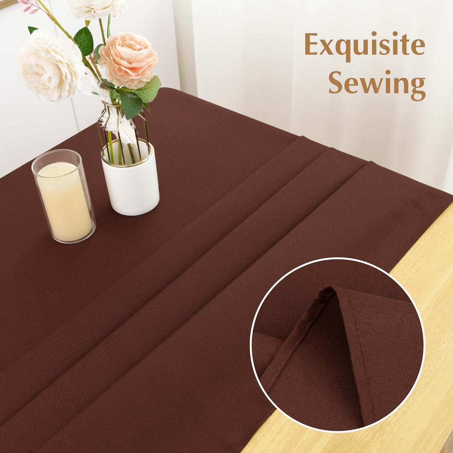 2 Pack Square Table Cloth 70X70 Inch Chocolate Washable Fabric Tablecloth Polyester Solid Dining Table Cover for Birthday Party Dinner Holiday Outdoor Indoor