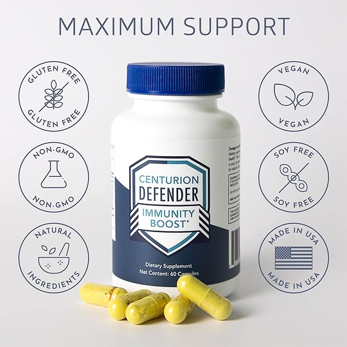 Defender Immunity Boost, 5-in-1 Powerful Blend of Quercetin, Zinc, Vitamin D, Vitamin C, Copper to Help Support Overall Health, 60 Caps