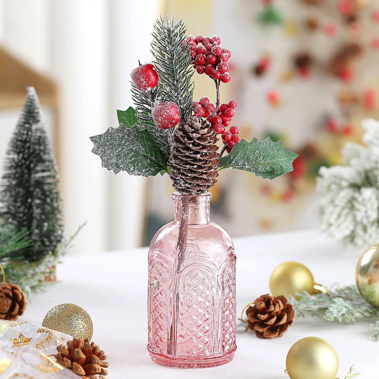 Bud Vases for Centerpieces Wedding,Flower Vases in Bulk for Rustic Home Decor,Small Vases for Wedding,Mother's Day,Graduation,Christmas,Birthday Party,Valentine's Day(Pink,15 Pcs)